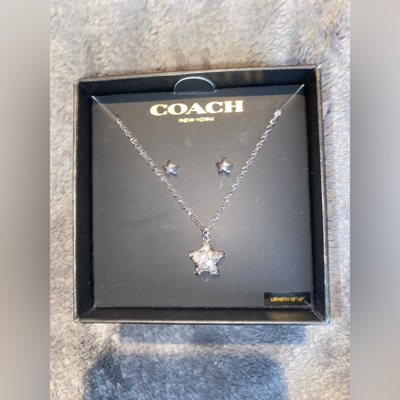 BNWT COACH Rhodium Plated Pavé Star Jewelry Set $125